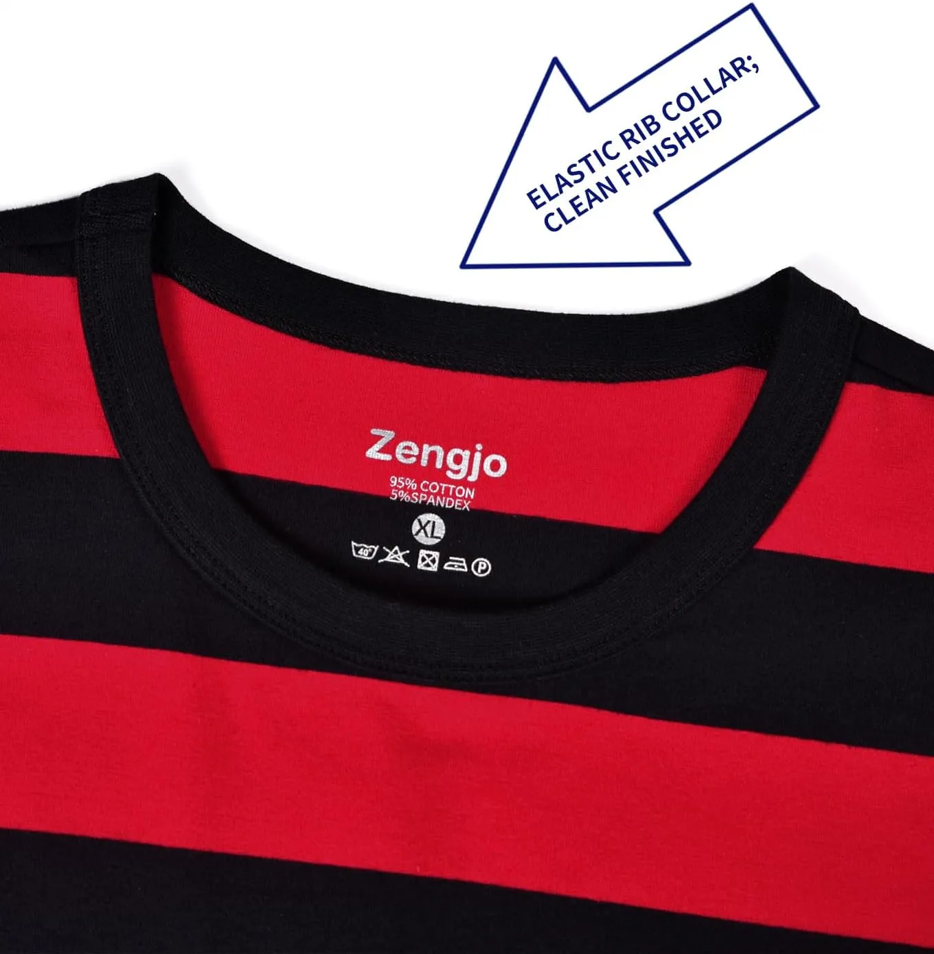 Zengjo Mens Striped T Shirt Short/Long Sleeve Crewneck Tee