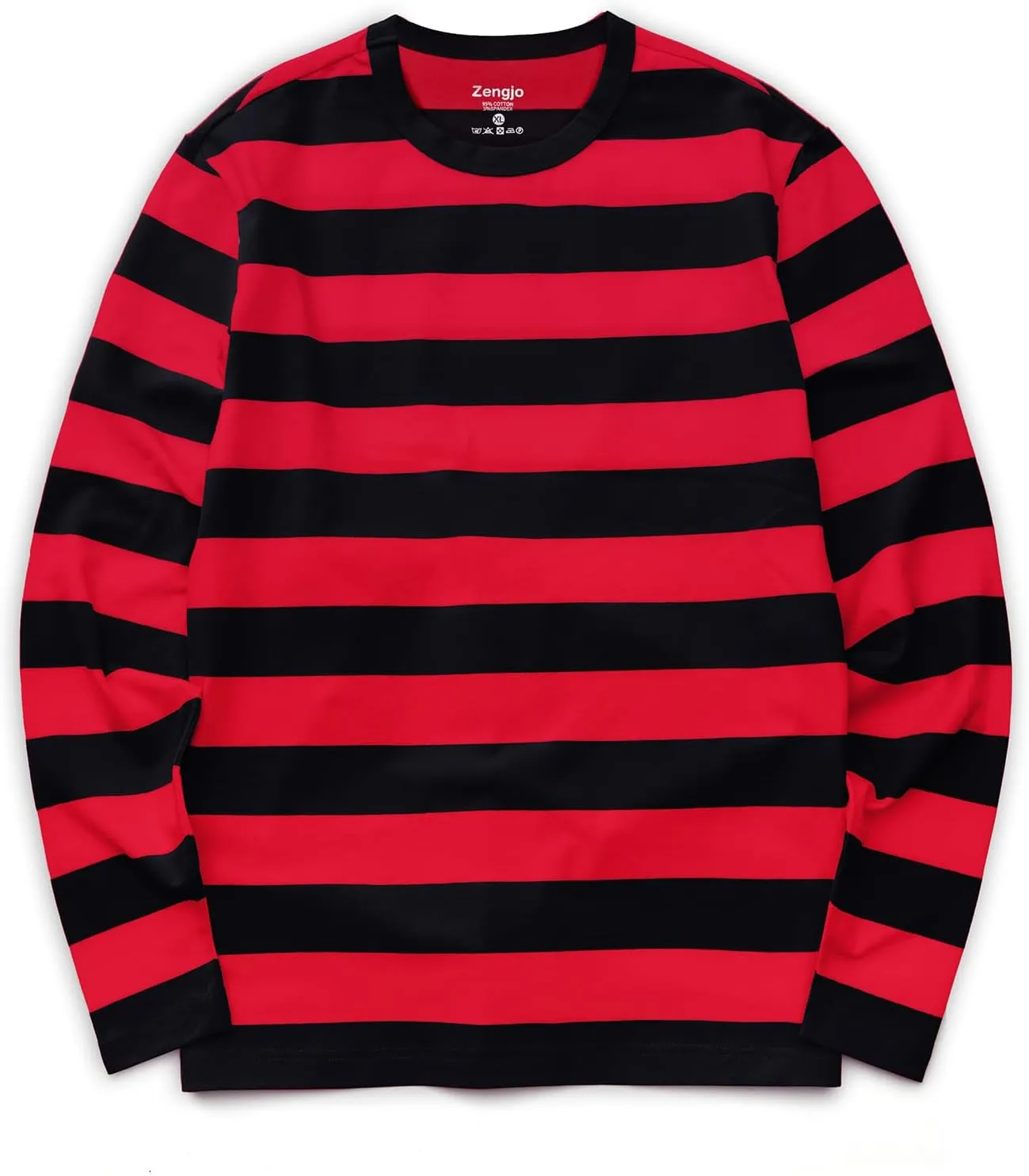 Zengjo Mens Striped T Shirt Short/Long Sleeve Crewneck Tee