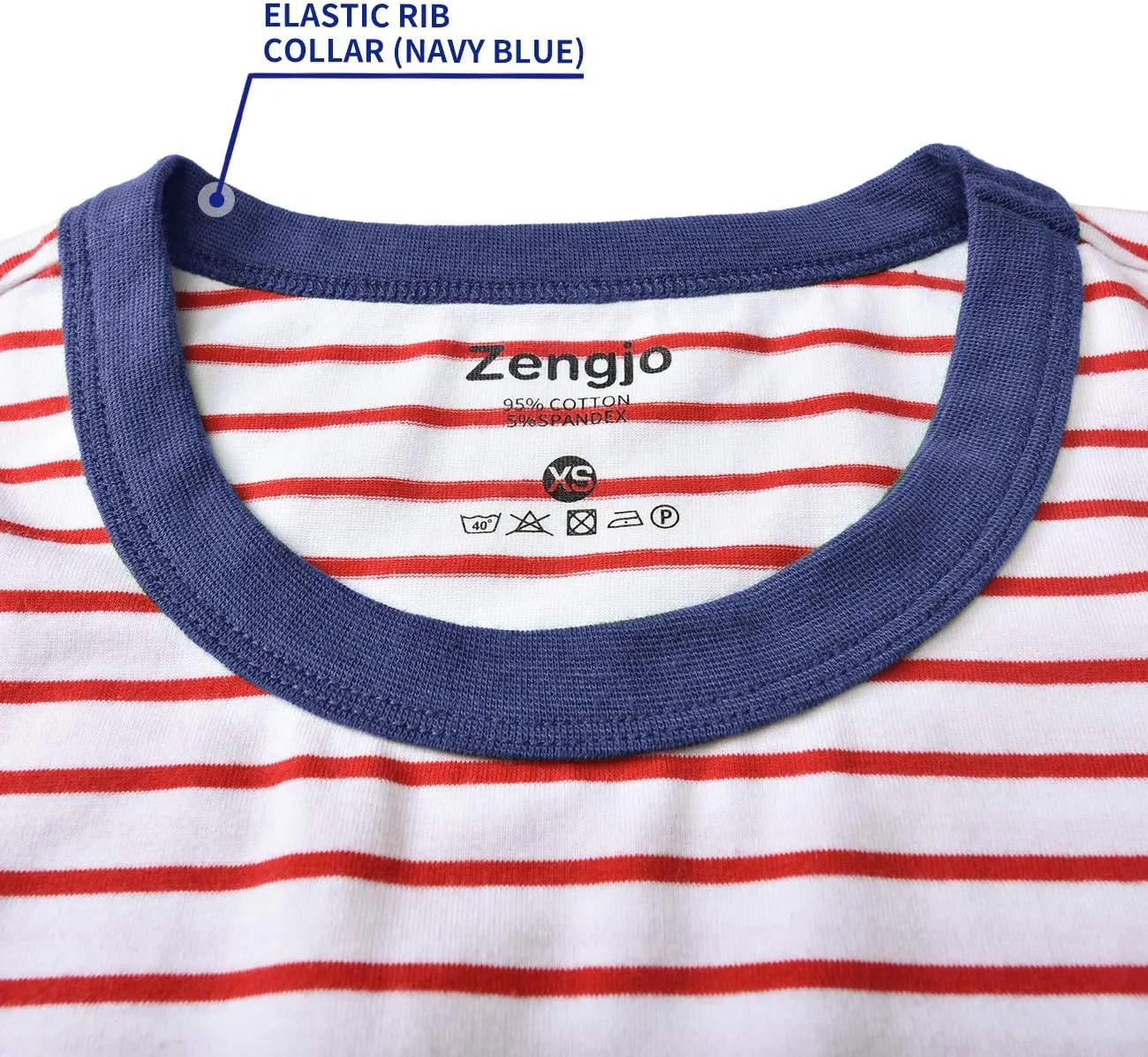 Zengjo Mens Striped T Shirt Short/Long Sleeve Crewneck Tee
