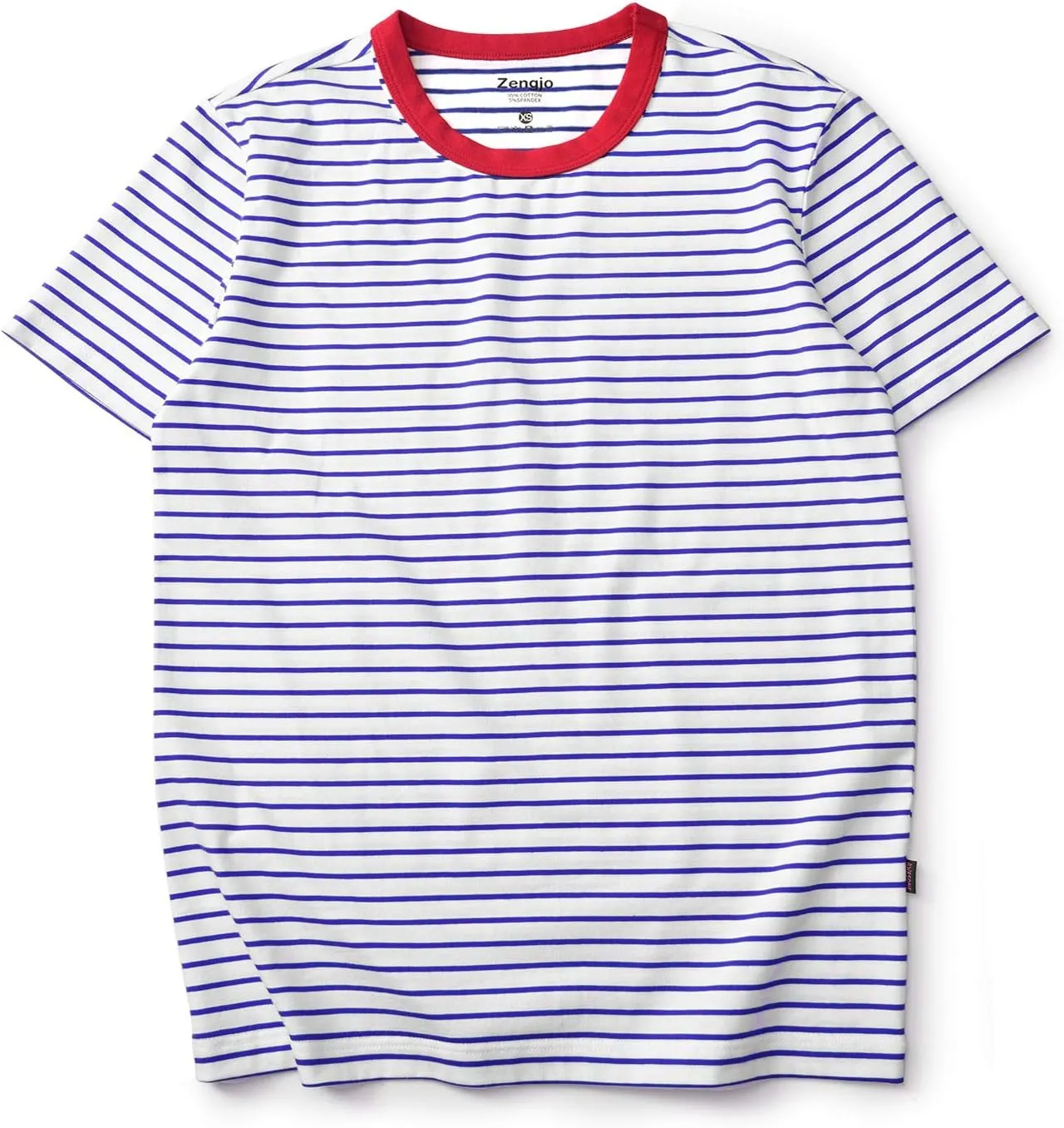 Zengjo Mens Striped T Shirt Short/Long Sleeve Crewneck Tee
