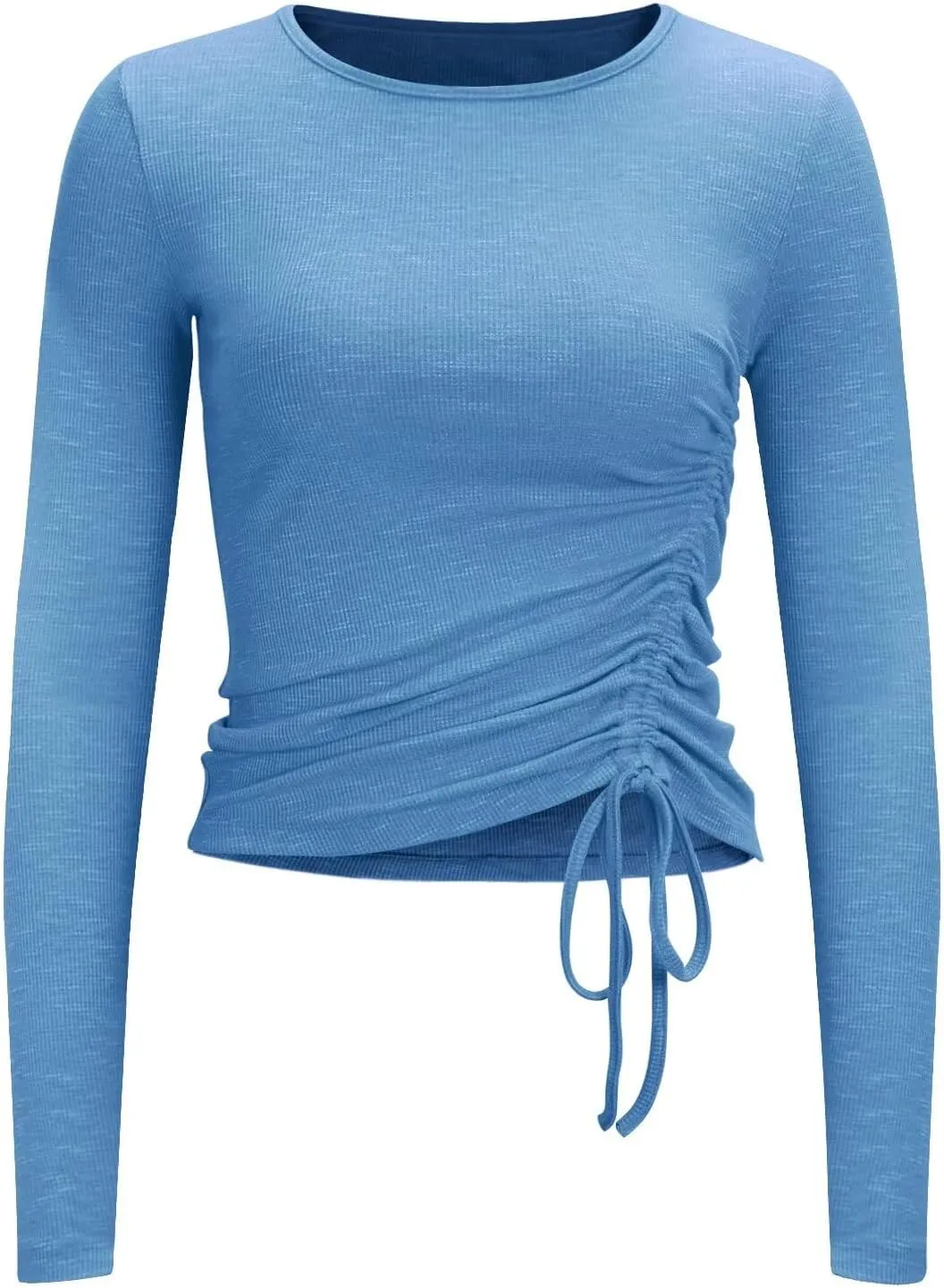 Zengjo Womens Long/Short Sleeve Workout Tops Ruched Side Yoga Atheltic Shirt Slim Fitted