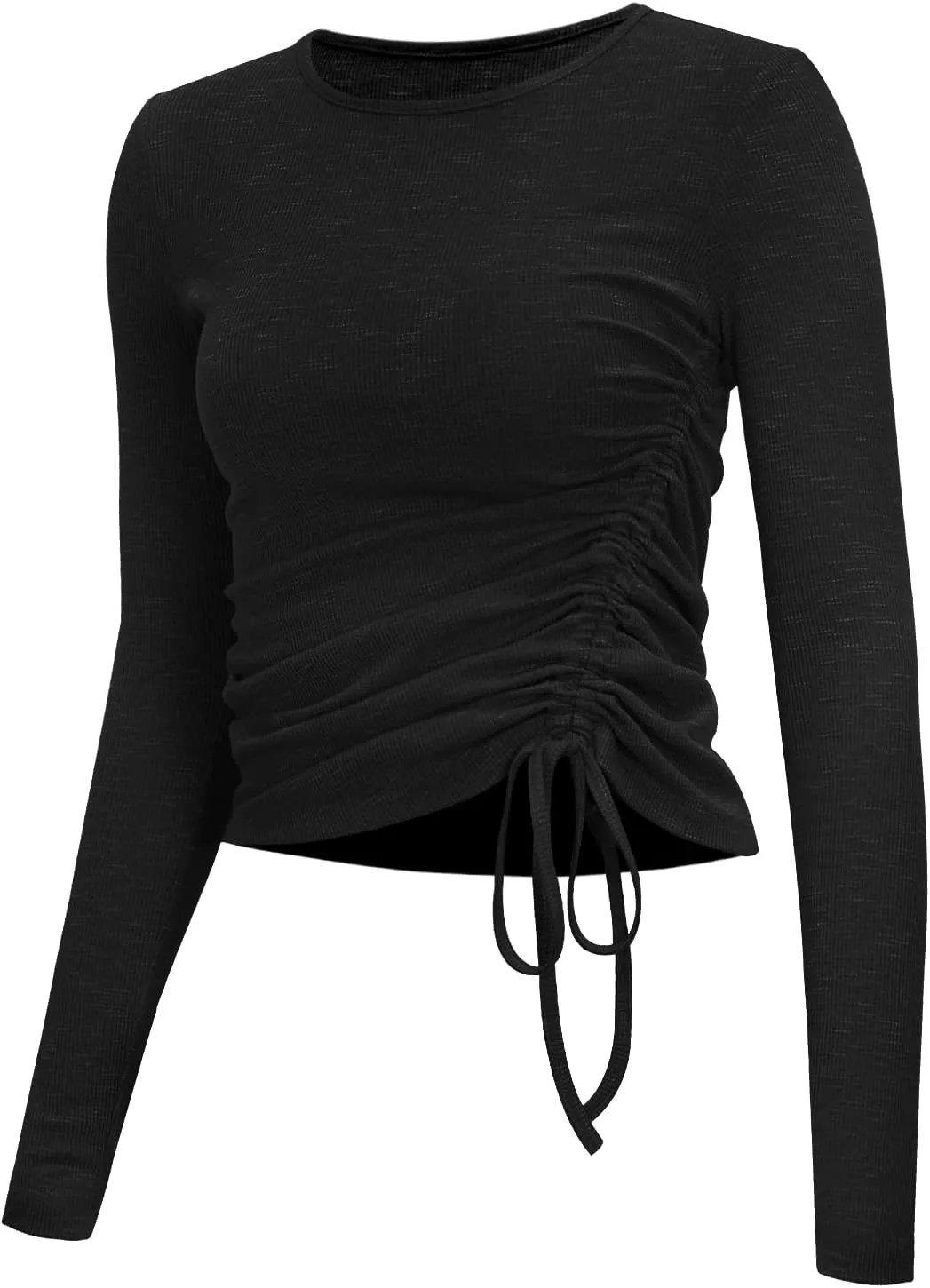 Zengjo Womens Long/Short Sleeve Workout Tops Ruched Side Yoga Atheltic Shirt Slim Fitted