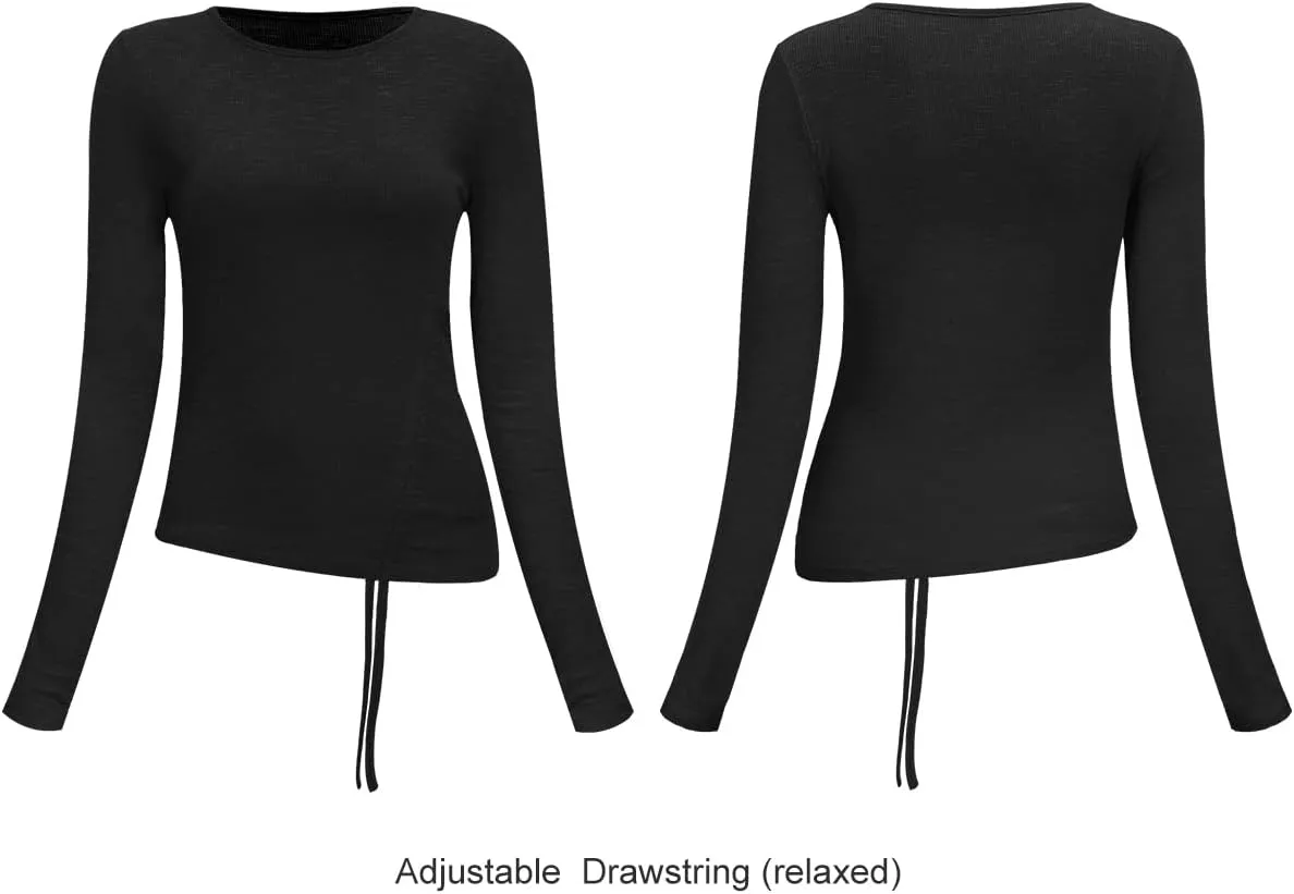 Zengjo Womens Long/Short Sleeve Workout Tops Ruched Side Yoga Atheltic Shirt Slim Fitted