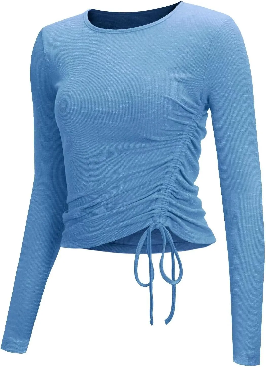 Zengjo Womens Long/Short Sleeve Workout Tops Ruched Side Yoga Atheltic Shirt Slim Fitted