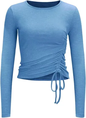 Zengjo Womens Long/Short Sleeve Workout Tops Ruched Side Yoga Atheltic Shirt Slim Fitted