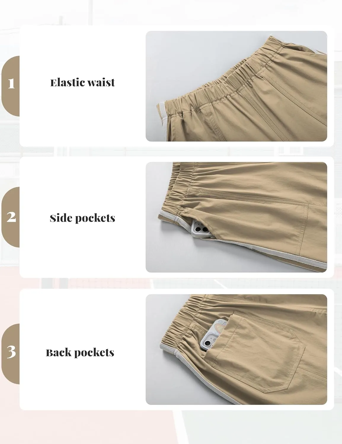 Zhiyouni Parachute Pants for Women Elastic High Waist Full Twist Hiking Cargo Pants Trousers