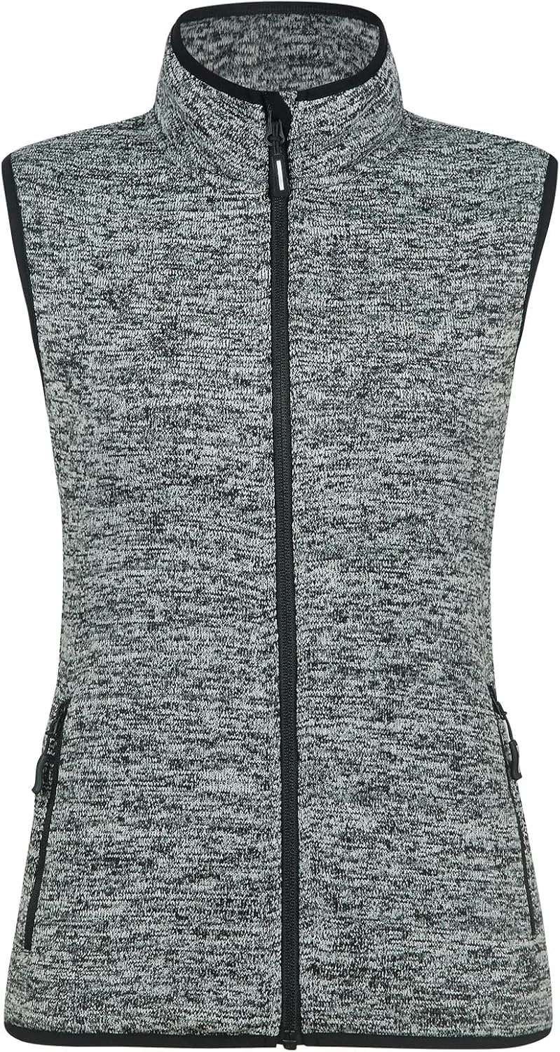 Zip Up Womens Vest with Zipper Pockets Athletic Sweater Fleece Vest Sleeveless Sweater Jacket
